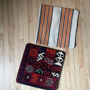Pair of Kilim wool woven cushion covers 16x16